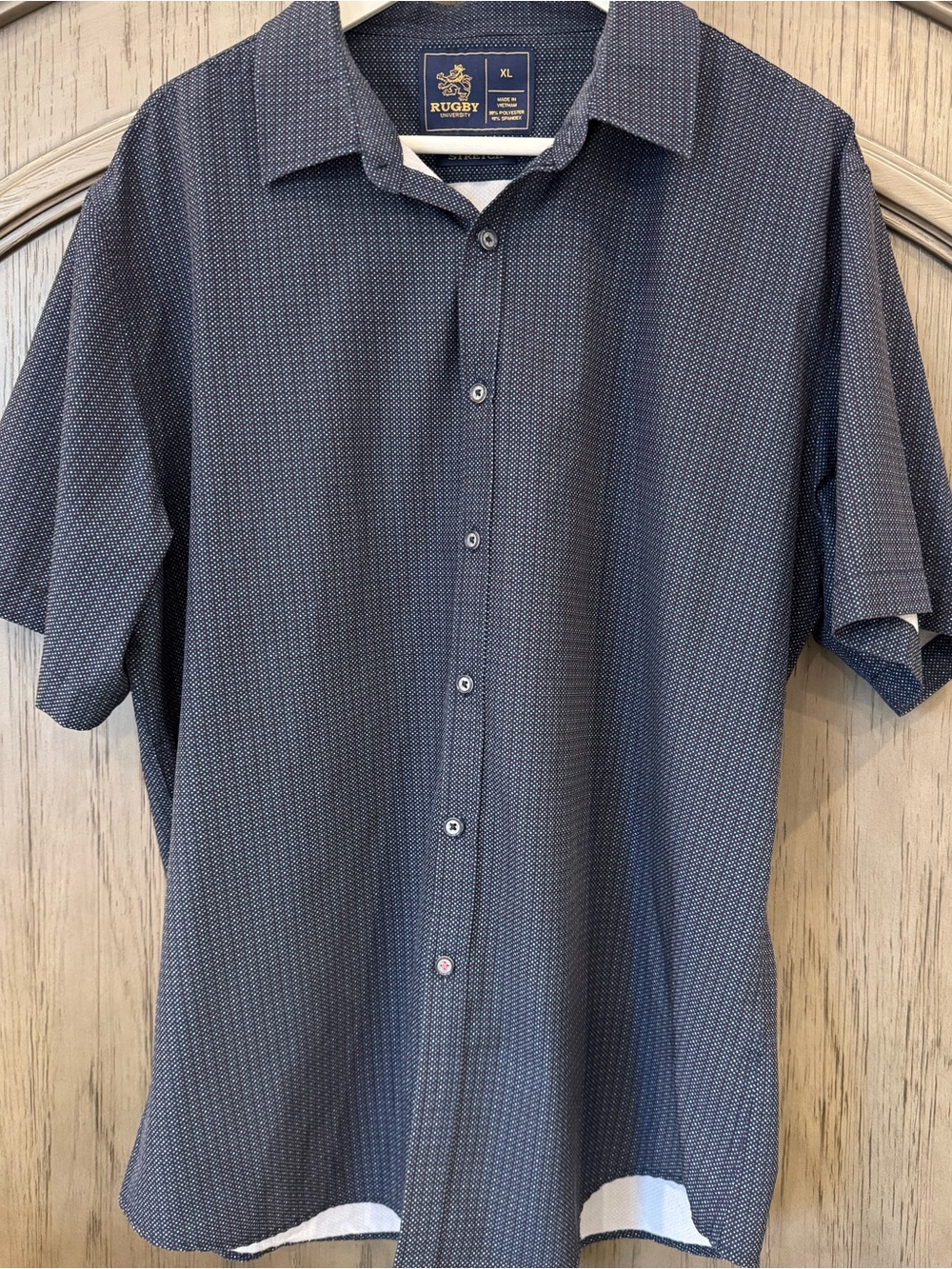 Rugby University Navy Blue Short-Sleeve Button-Down Shirt